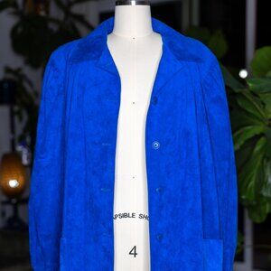 Vintage Gino Rossi for Wilson Ultrasuede Oversized Jacket – Electric Blue – Size